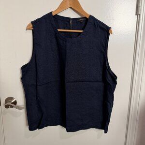 Quince 100% European Linen Tank Top. Color: Deep Navy Blue XL